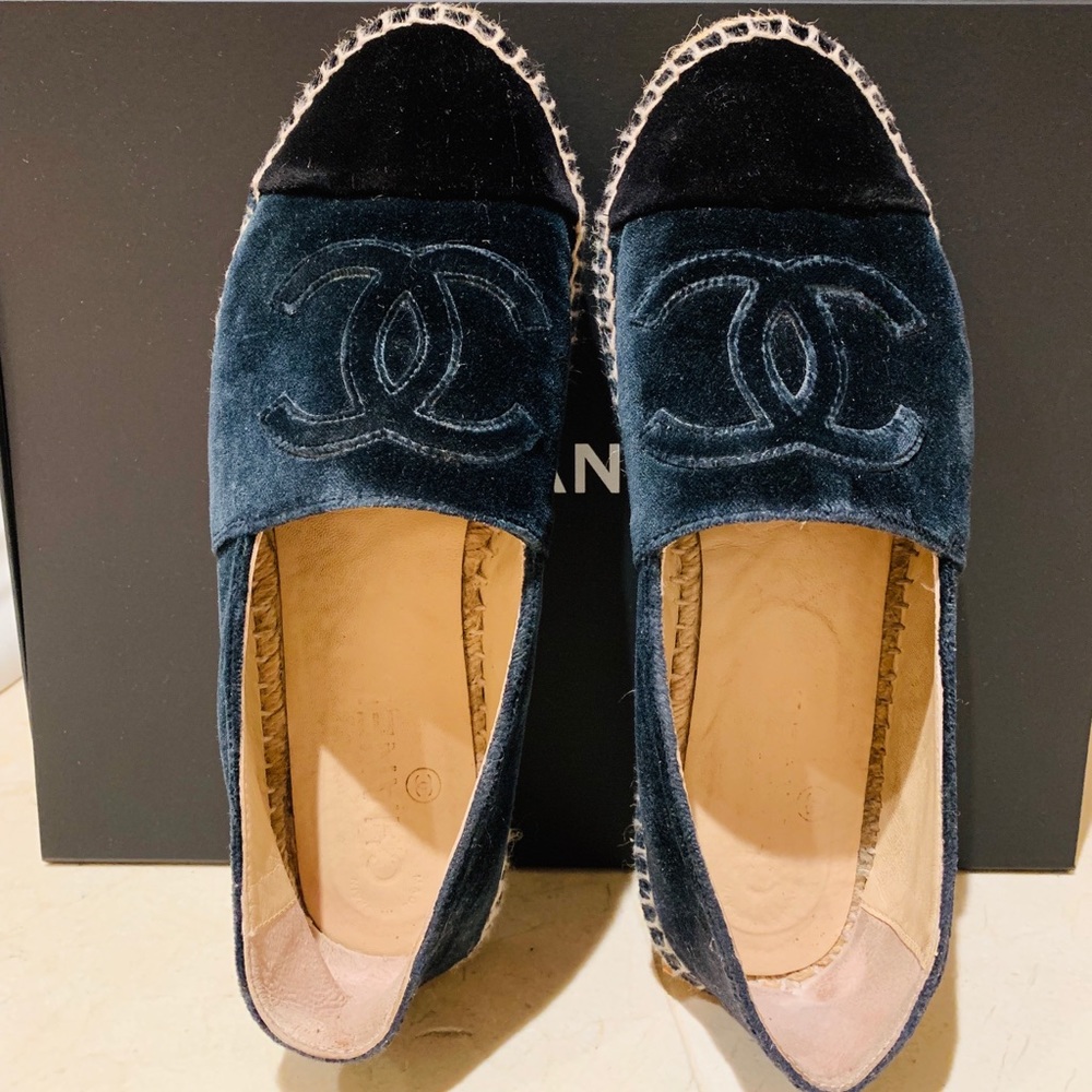 Chanel CC Velvet Espadrilles